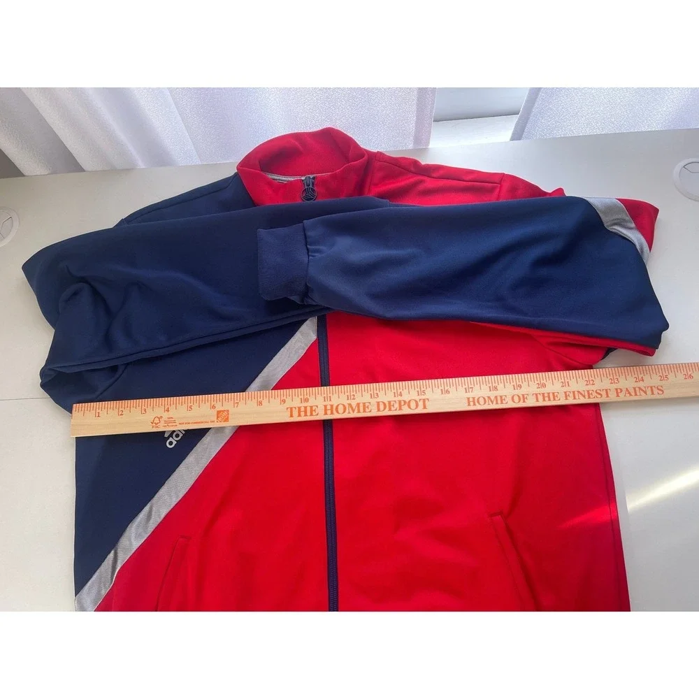 Adidas Track Jacket Red Navy‎ Blue Athletic Full Zip Men's Size L